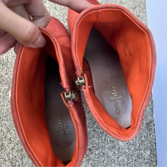 Cole Haan Nikeair Booties Women's size 8.5 Orange Heeled Ankle Boots Cassidy - Picture 5 of 8
